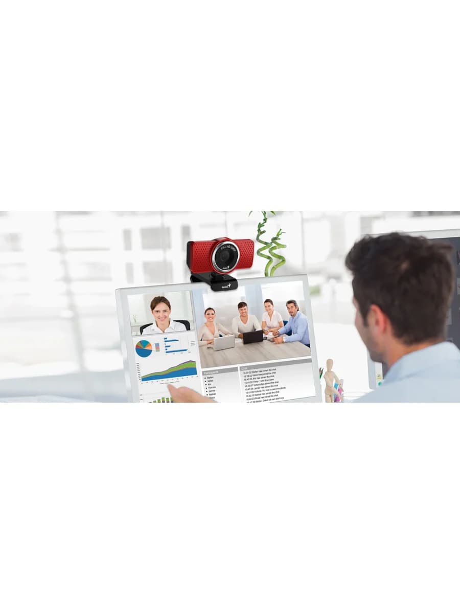 Вебкамера Genius ECam 8000, USB, 1920x1080, 2.0Mpx, Микрофон, Крепление: зажим, Кабель 1.5 метра, Чёрный