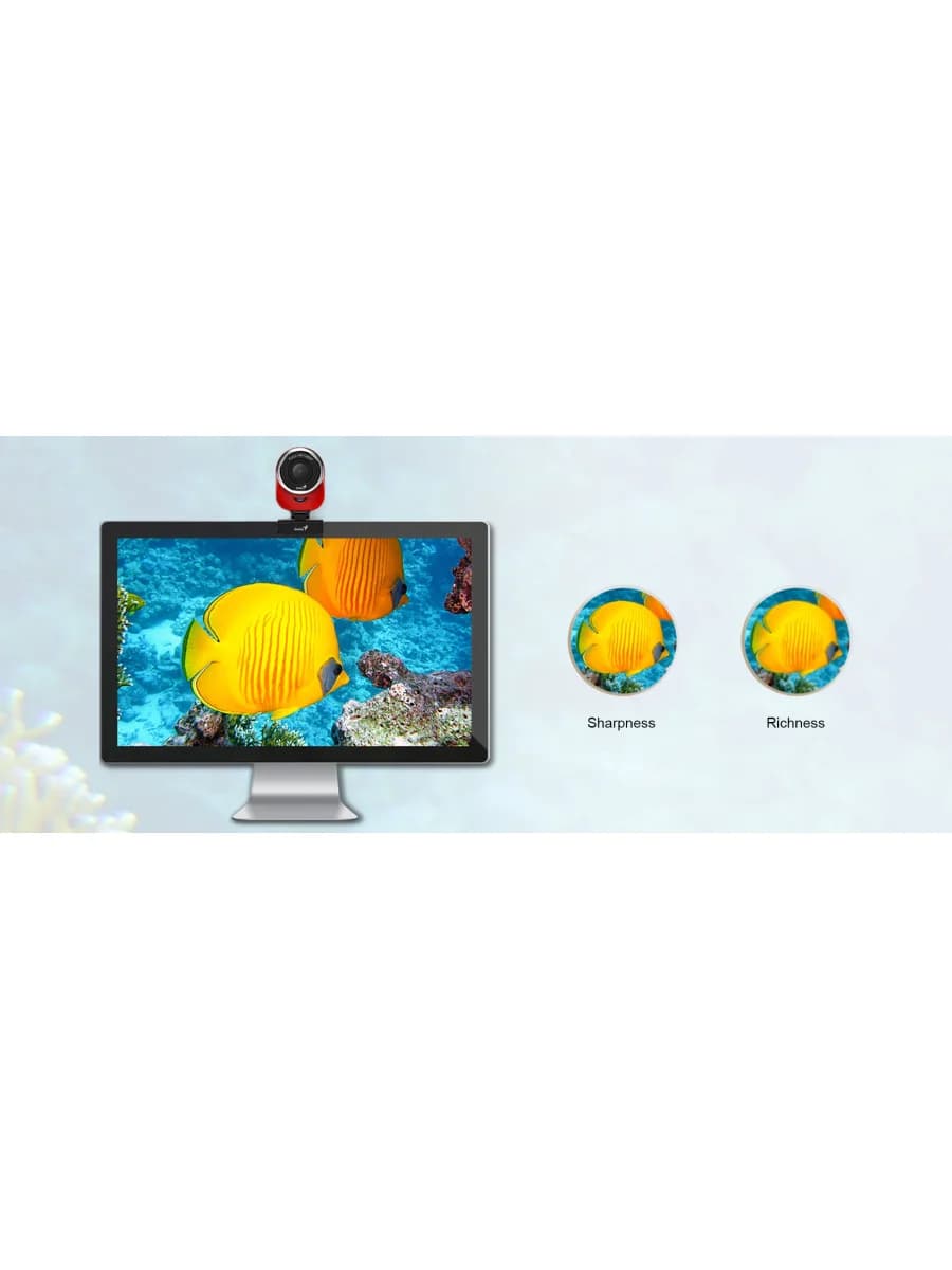Вебкамера Genius QCam 6000, USB, 1920x1080, 2.0Mpx, Микрофон, Крепление: зажим, Кабель 1.5 метра, Чёрный