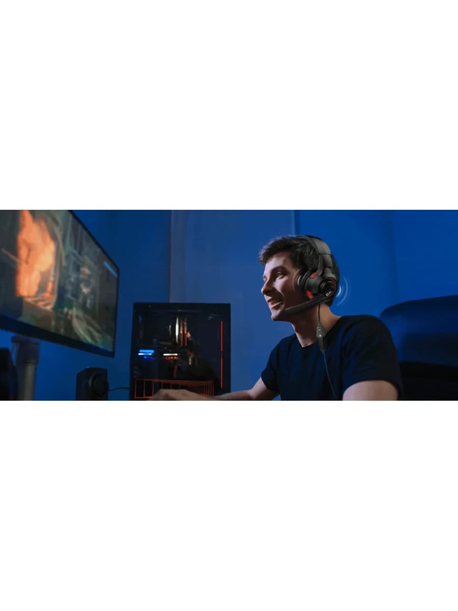 Наушники с микрофоном Genius HS-G600V, Дуговые, 2 x mini jack 3.5 mm, 20Hz-20kHz, 117dB/-54dB, длина кабеля 1.8 м, Чёрный