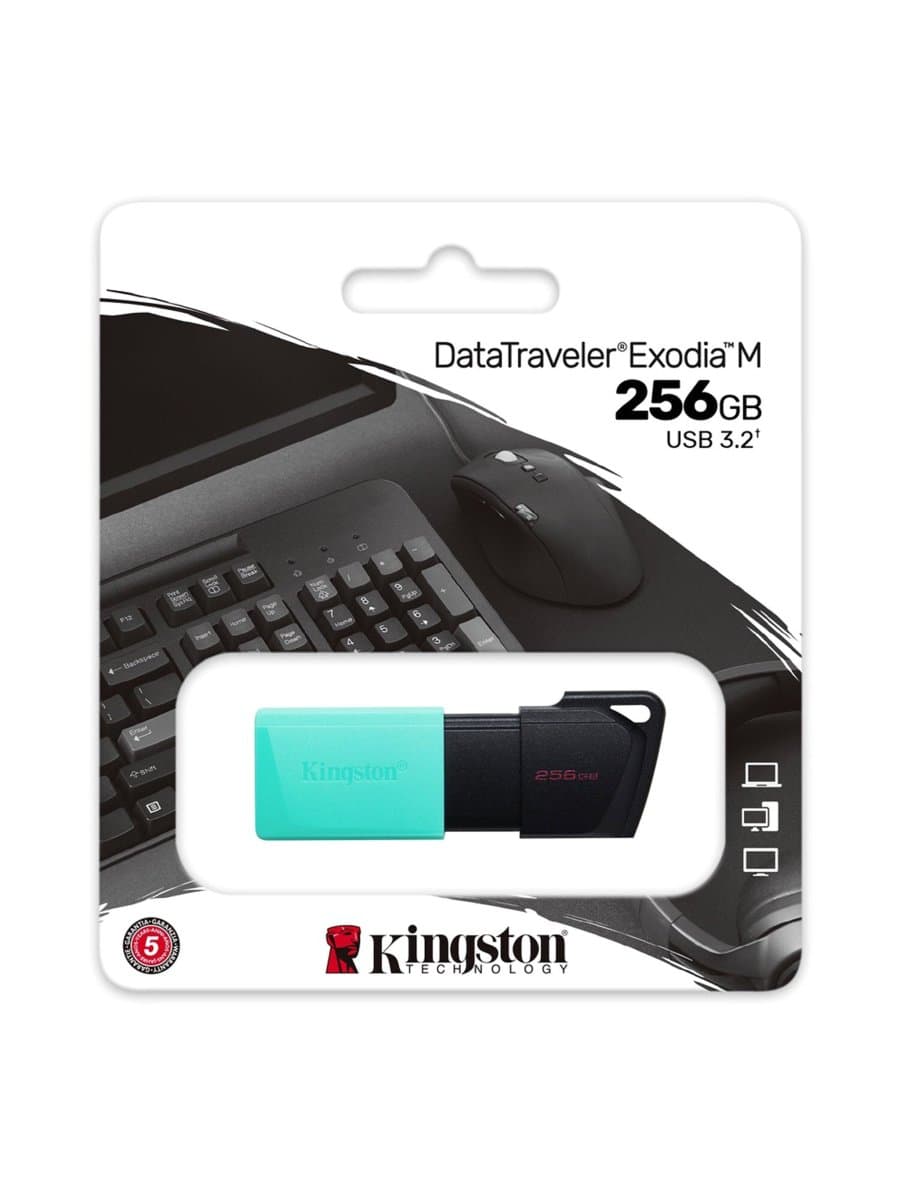 Флешка 256GB USB 3.2 Gen1 Kingston DataTraveler Exodia М Бирюзовый-Черный [DTXM/256GB]