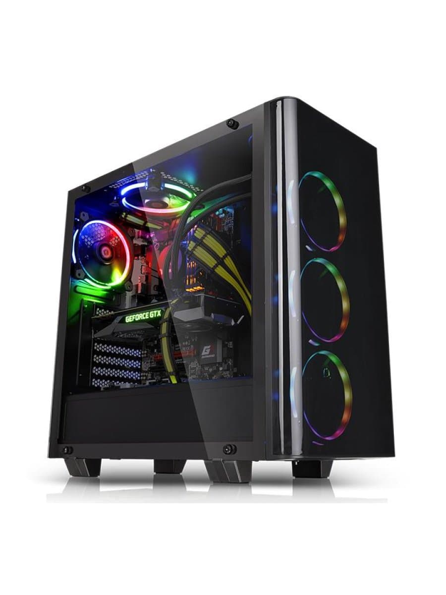 Корпус Thermaltake View 21 TG, CA-1I3-00M1WN-00, ATX/Micro ATX/Mini-ITX, USB 2*3.0, Куллер1*120 мм (з/п), Высота CPU куллера до 160 мм, VGA до 410 мм, 2*3.5"/2*2.5", 471*224*492, Без Б/П, Чёрный