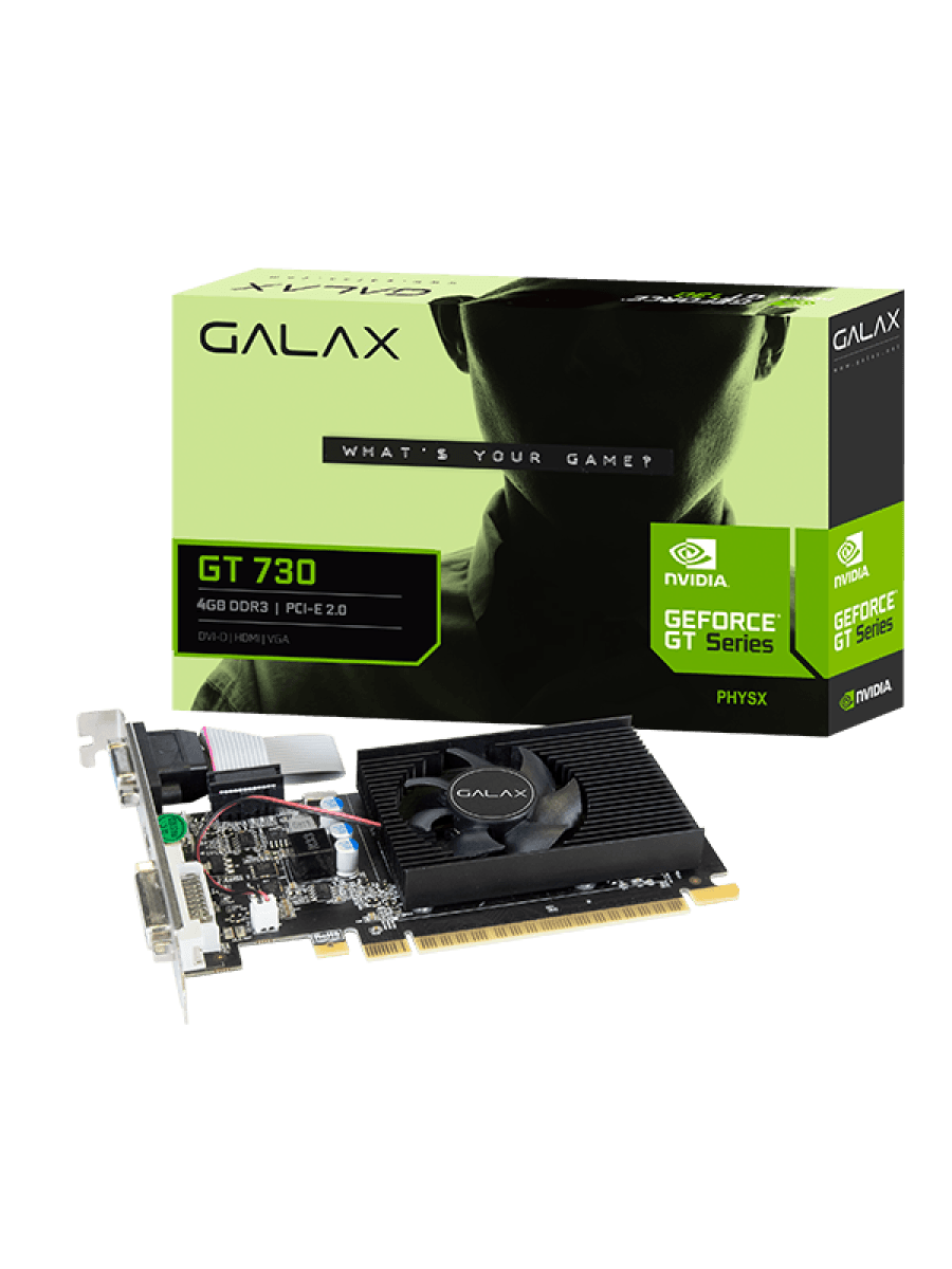 Видеокарта GALAX GeForce GT 730, 4GB GDDR3, 128-bit, 901MHz/10640MHz, DVI-D/HDMI