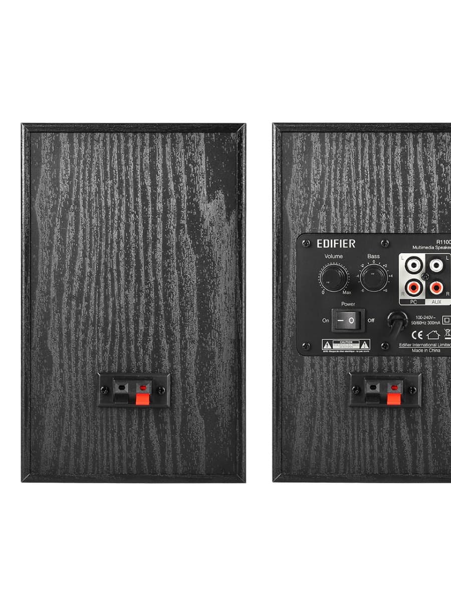 Акустическая система Edifier R1100, 85dB, RCA - 3.5mm Auxiliary, RCA, RMS 21W X 2 ( DRC ON ), цифровой тракт на усилителях класса D, МДФ, Черный