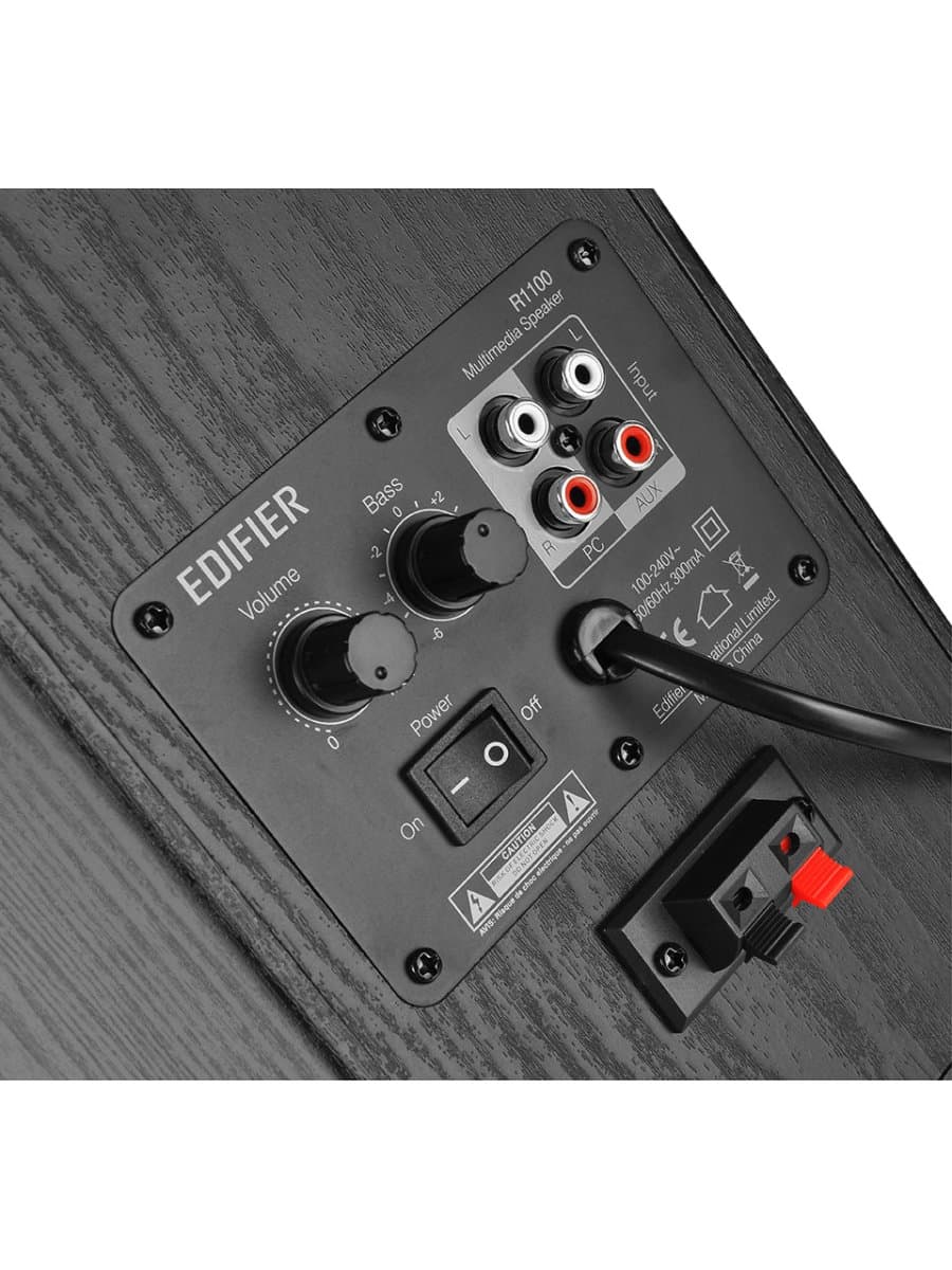 Акустическая система Edifier R1100, 85dB, RCA - 3.5mm Auxiliary, RCA, RMS 21W X 2 ( DRC ON ), цифровой тракт на усилителях класса D, МДФ, Черный