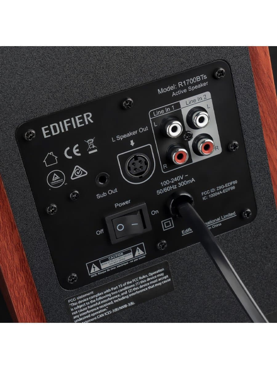 Акустическая система Edifier R1700BT 2.0, ?85dB(A), BT, RCA, 15W?2 (tweeter) +18W?2 (mid-bass driver), Коричневый