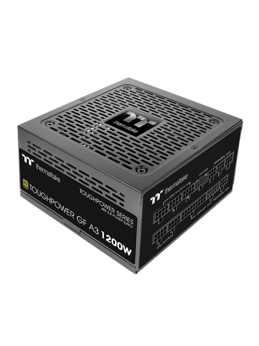 Блок питания 1200W Thermaltake, Toughpower GF, ATX, 80 PLUS®Gold, APFC,20+4 pin, 2*4+4pin,12*Sata,4*Molex,1*FDD, 2*PCI-E 6+2 pin, 1*FDD, Вентилятор 14 см, Кабель питания, Чёрный [PS-TPD-1200FNFAGE-H]