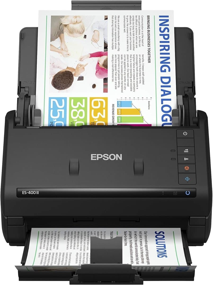 Сканер протяжной документов Epson WorkForce ES-400 II (CIS, A4 Color, 600dpi, 35ppm, 70ipm, DADF-50 page, duplex, 30-bit input/ 24-bit output, USB3.0, Black)