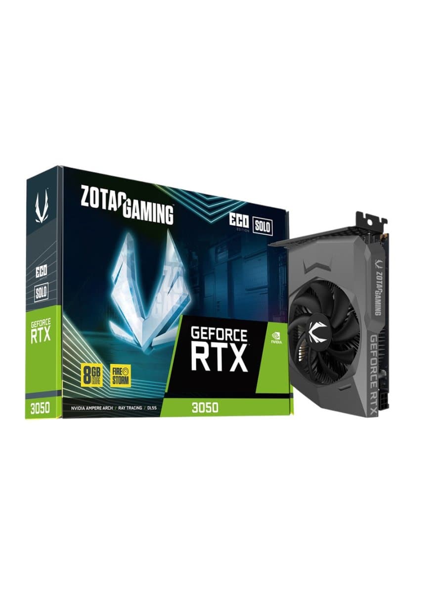 Видеокарта RTX 3050 ZOTAC ECO Solo GeForce RTX 3050 8GB GDDR6, Engine clock 1777MHz, Memory clock 14Gbps, 128Bit, 3xDP, HDMI [ZT-A30500R-10L]