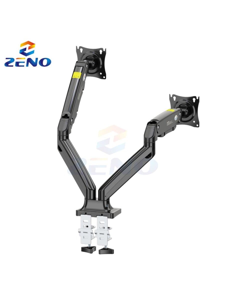 Настольный кронштейн для 2-х мониторов Kaloc Zeno M10D/B, Макс Нагрузка-10.0 кг, Диагональ экрана от17"до 32", Высота - 155-470mm, Наклон 50°/+50°, Поворот 360°, VESA 75x75, 100x100mm, газлифт, Чёрный