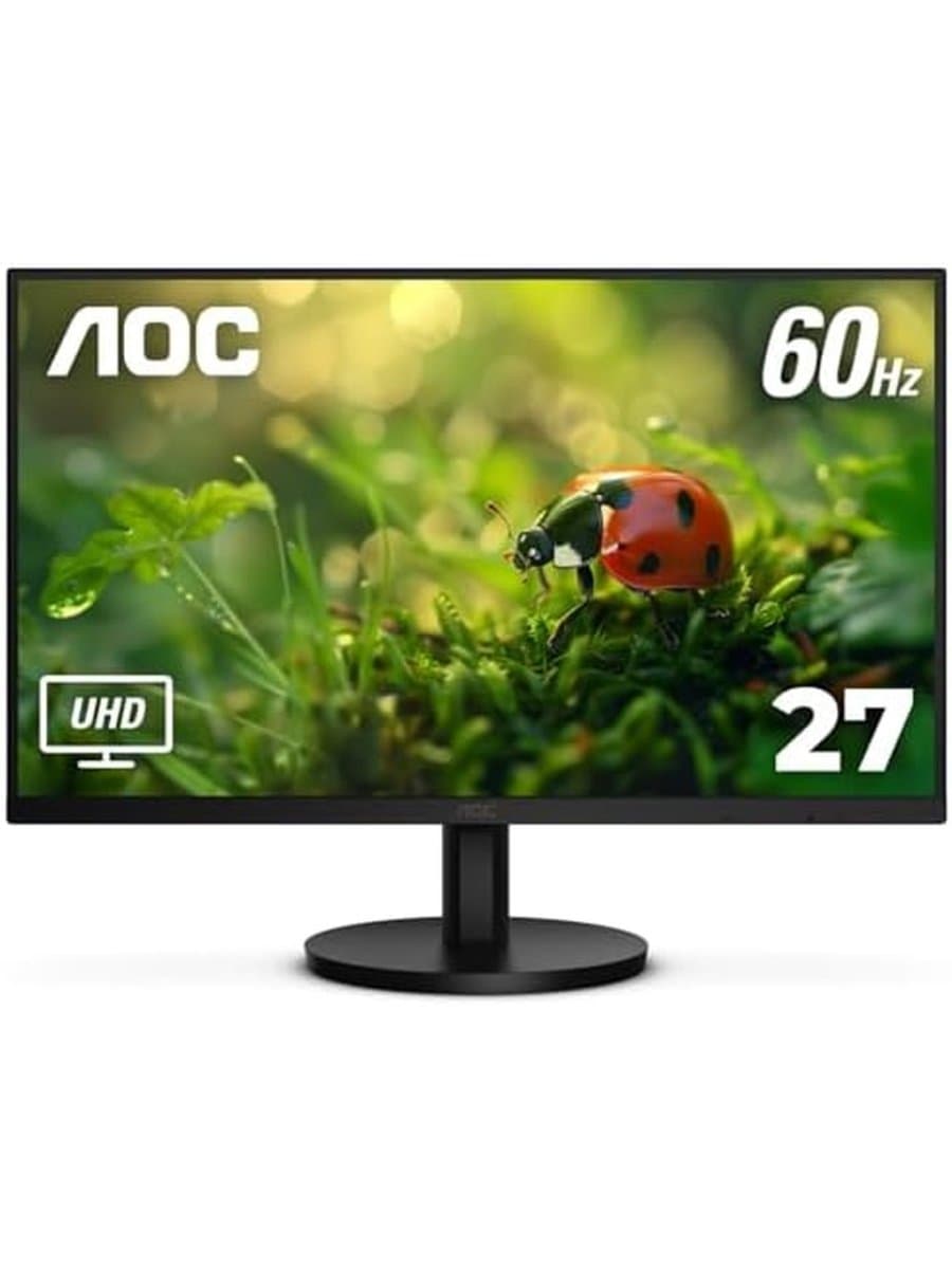 Монитор LCD 27" AOC U27B3A, 4K, IPS, Black, 3840x2160, 20M:1, 350cd/m2, 178/178, 4ms, 60Hz, 2xHDMI, DP, Headphone out, Speakers 2x2W