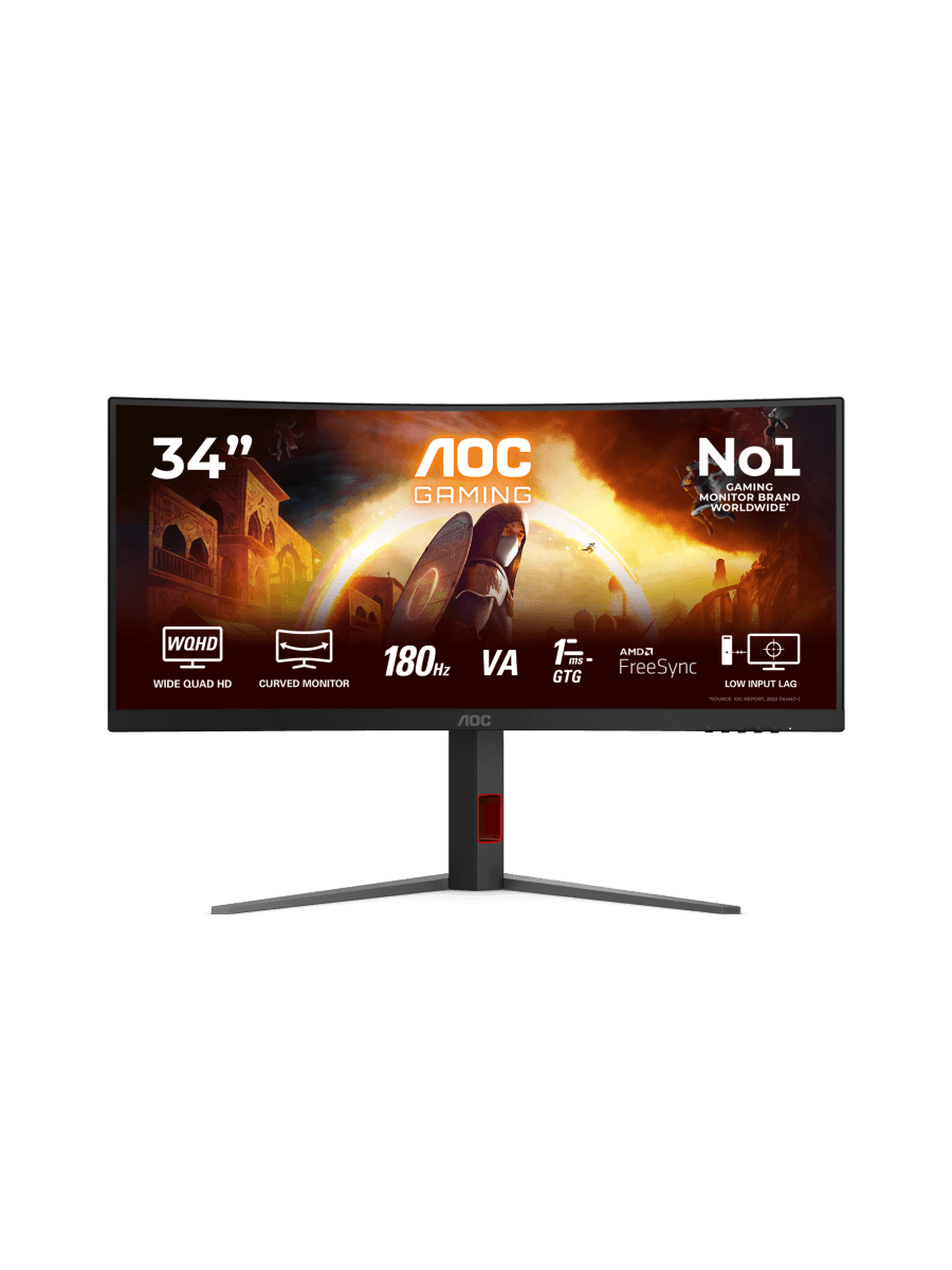 Монитор LCD 34" AOC CU34G4, Fast VA, Black, Curved, 180Hz, 3440x1440, 80M:1, 300cd/m2, 178/178, 0.5ms, 2xHDMI, DP, Выход на наушники