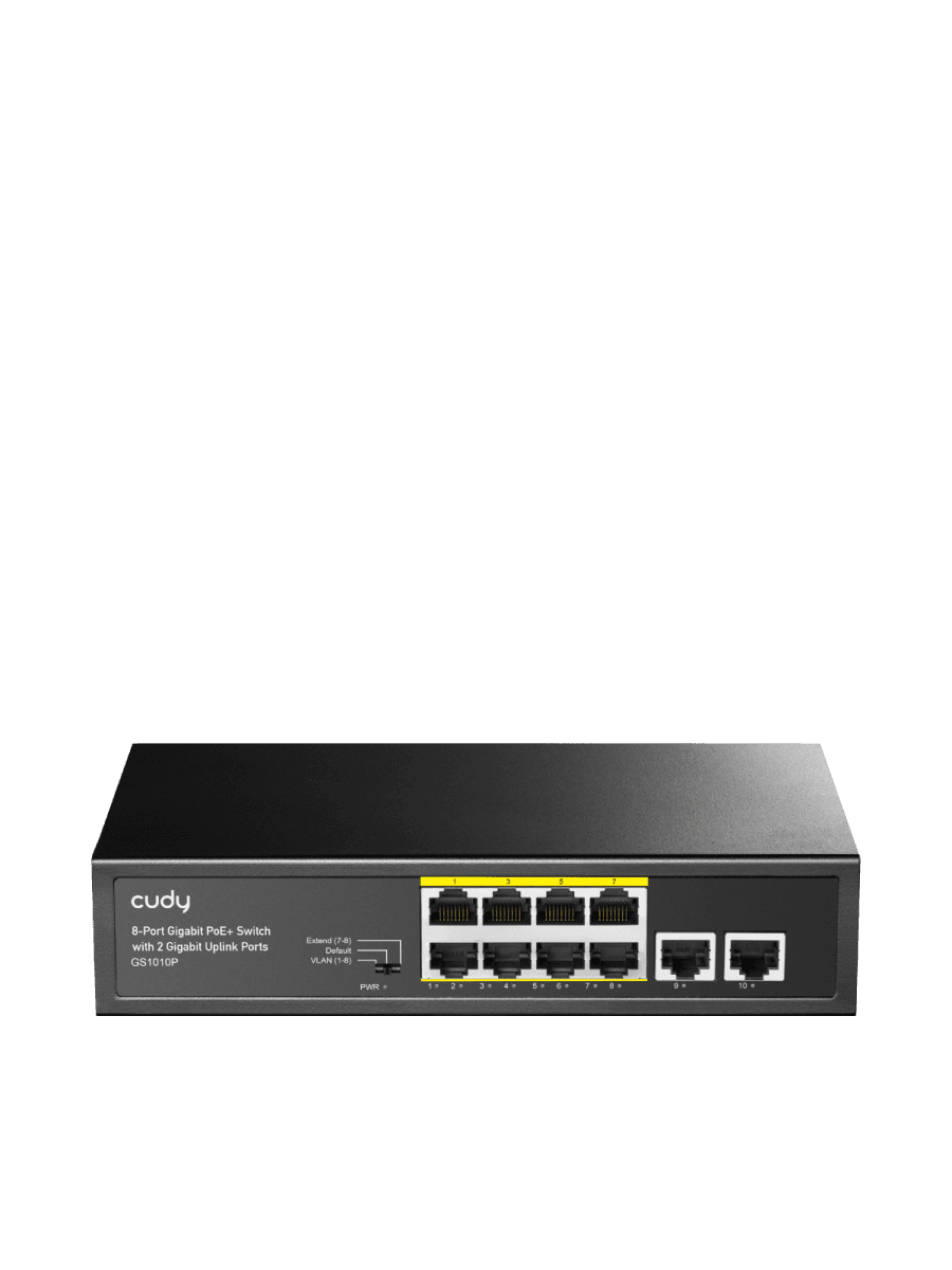 Сетевой коммутатор CUDY GS1010P10x1000Mbpc,PoE budget, VLAN/Default/Extend DIP SwitcH, 802.3i/u/ab/x/af/at, 30W