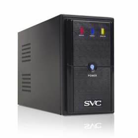 Источник бесперебойного питания UPS SVC V-650-L, 650VA(400W), Диапазон работы AVR: 165-275В, AVR в режиме Booster: 138-292В, Бат.: 12В/7.5 Ачх1шт., 3 вых.: 2 Shuko CEE7+1 IEC C13 (Bypass), Чёрный