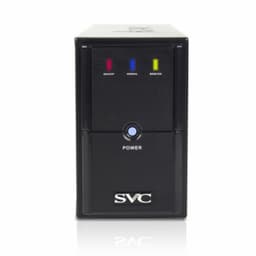 Источник бесперебойного питания UPS SVC V-650-L, 650VA(400W), Диапазон работы AVR: 165-275В, AVR в режиме Booster: 138-292В, Бат.: 12В/7.5 Ачх1шт., 3 вых.: 2 Shuko CEE7+1 IEC C13 (Bypass), Чёрный