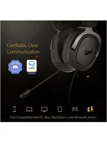 Наушники с микрофоном ASUS TUF GAMING H3 GUN METAL 20-20KHz, -40dB, 32Ohm, 2x1.3m