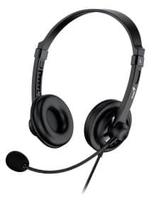 Наушники с микрофоном Genius HS-230U, Дуговые, USB, 100Hz-10kHz, 110dB/-45dB, длина кабеля 2 м, Чёрный