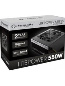 Блок питания 550W Thermaltake, Litepower LT, 550W, ATX, APFC, 20+4pin, 4+4pin, 4*PATA, 5*SATA, 2*PCI-E 6+2-pin, 1*FDD, 1x120 мм, Кабель питания, Чёрный [PS-LTP-0550NPCNEU-2]