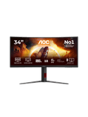 Монитор LCD 34" AOC CU34G4, Fast VA, Black, Curved, 180Hz, 3440x1440, 80M:1, 300cd/m2, 178/178, 0.5ms, 2xHDMI, DP, Выход на наушники