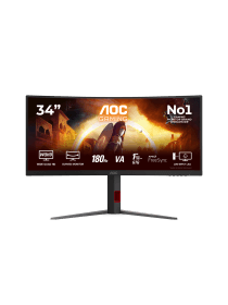 Монитор LCD 34" AOC CU34G4, Fast VA, Black, Curved, 180Hz, 3440x1440, 80M:1, 300cd/m2, 178/178, 0.5ms, 2xHDMI, DP, Выход на наушники