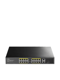 Сетевой коммутатор CUDY FS1018PS1 16x10/100Mbps PoE,2x1000Mbpc, 1.25G SFP Slots, PoE budget, VLAN/Default/Extend DIP SwitcH, 802.3i/u/ab/z/x/af/at, 30W