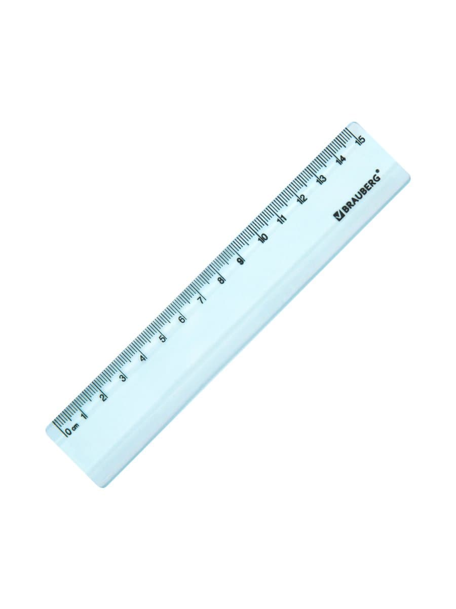 Линейка пластиковая 15 см BRAUBERG "PASTEL", тонированная, ассорти, 117012