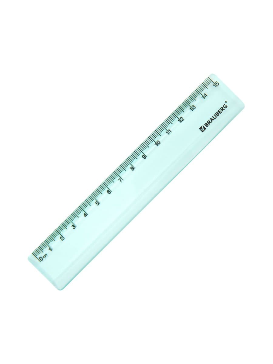 Линейка пластиковая 15 см BRAUBERG "PASTEL", тонированная, ассорти, 117012