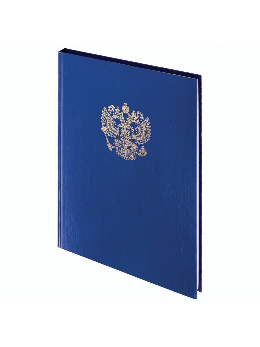 Книга учета 96 л., клетка, твердая, бумвинил, офсет, герб, А4 (200х290 мм), BRAUBERG, синяя, 130141