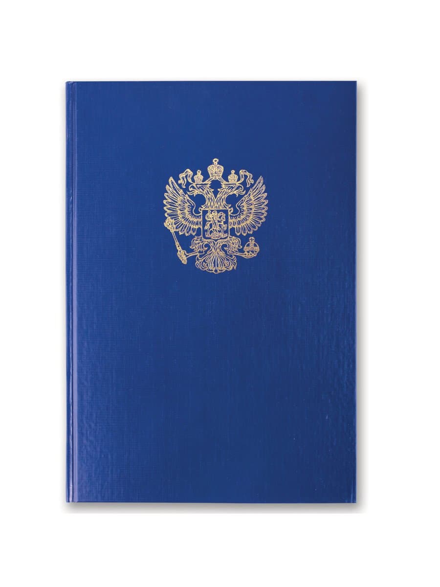 Книга учета 96 л., клетка, твердая, бумвинил, офсет, герб, А4 (200х290 мм), BRAUBERG, синяя, 130141