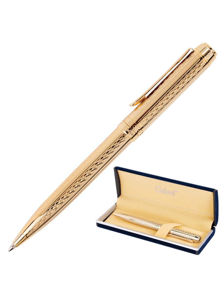 Ручка подарочная шариковая GALANT "Graven Gold", корпус золотистый с гравировкой, золотистые детали, пишущий узел 0,7 мм, синяя, 140466