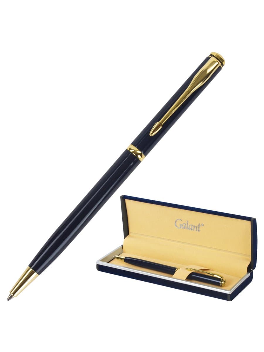 Ручка подарочная шариковая GALANT "Arrow Gold Blue", корпус темно-синий, золотистые детали, пишущий узел 0,7 мм, синяя, 140653