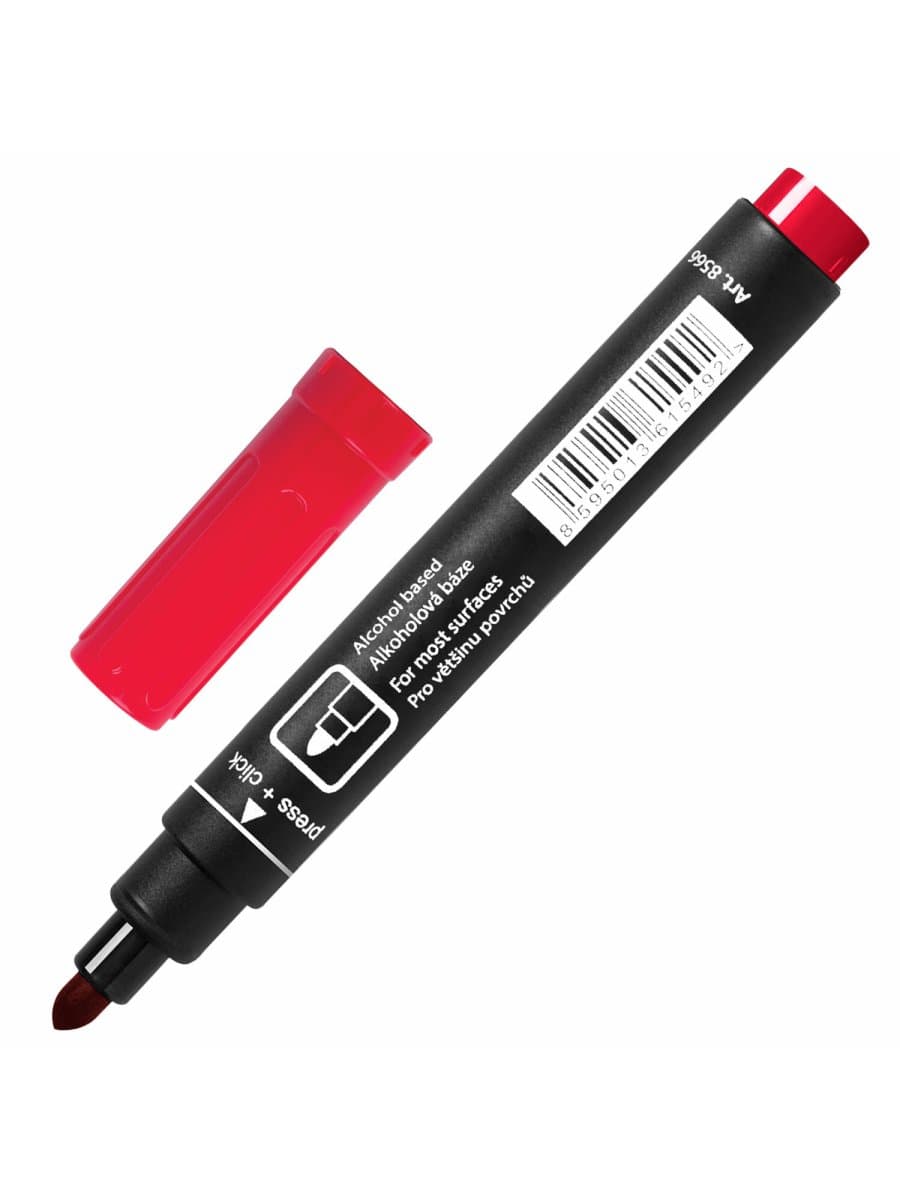 Маркер перманентный CENTROPEN 8566, КРАСНЫЙ, круглый наконечник, 2,5 мм, 5 8566 0104