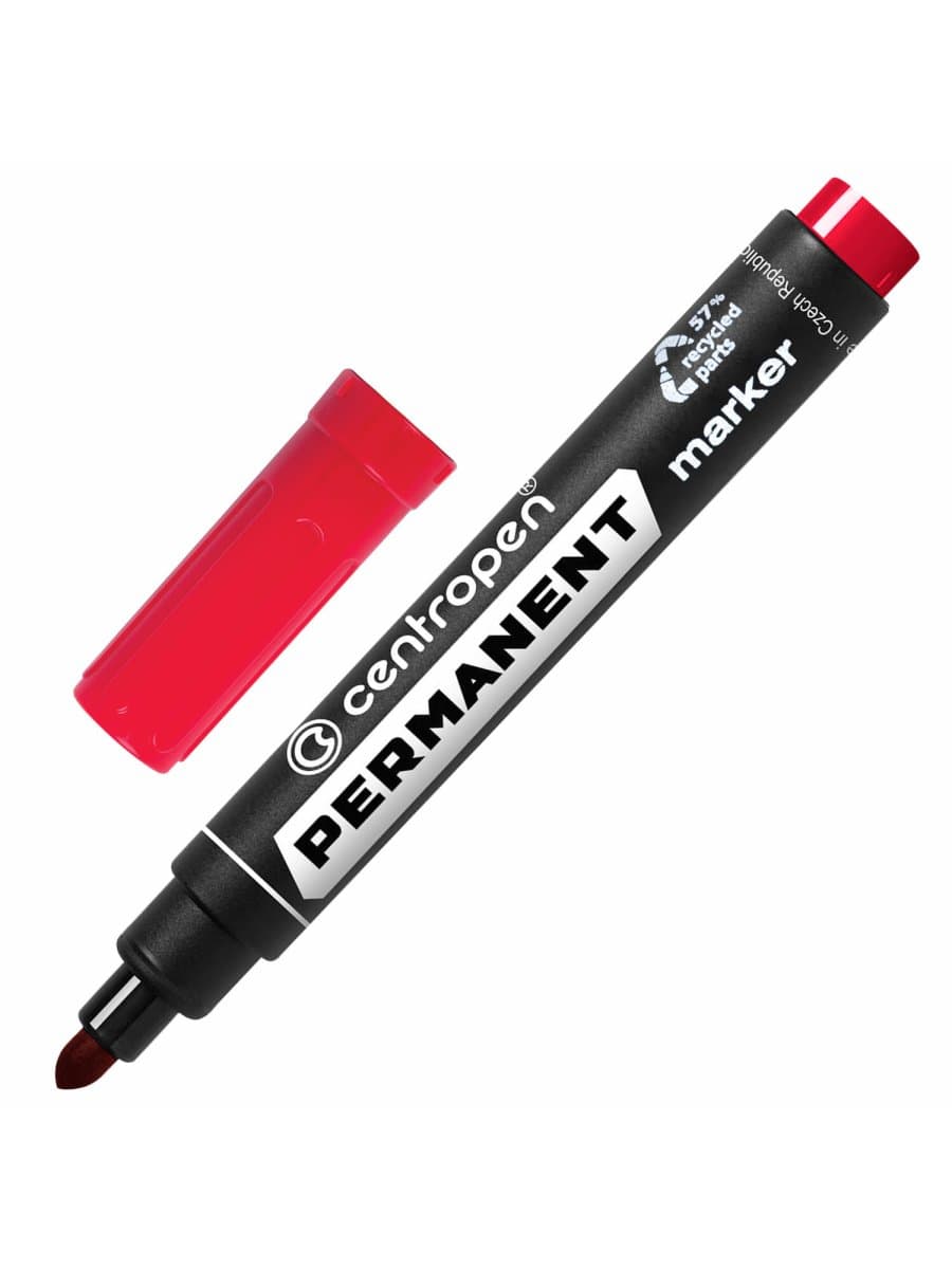 Маркер перманентный CENTROPEN 8566, КРАСНЫЙ, круглый наконечник, 2,5 мм, 5 8566 0104