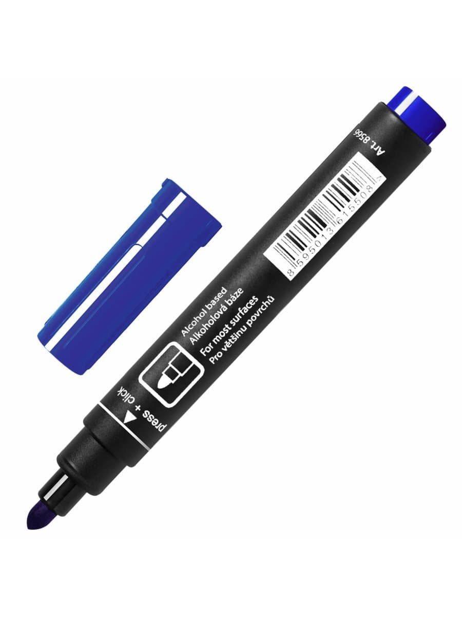 Маркер перманентный CENTROPEN 8566, СИНИЙ, круглый наконечник, 2,5 мм, 5 8566 0106
