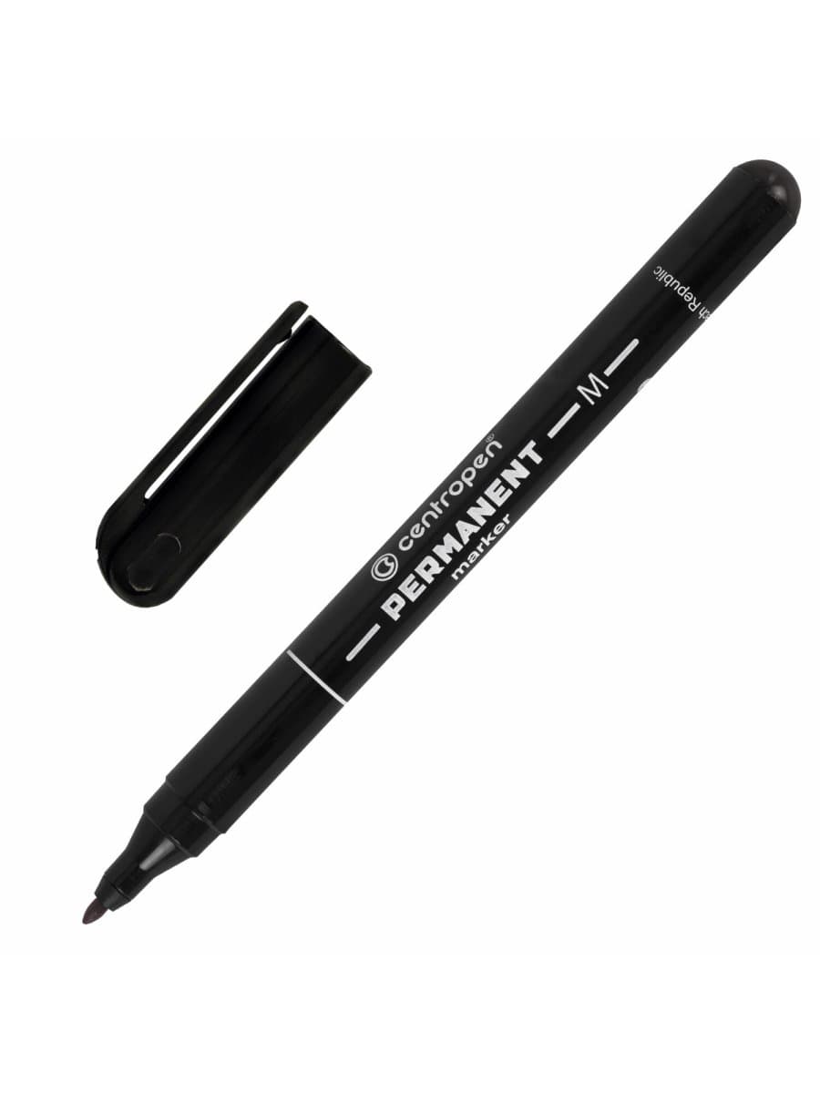 Маркер перманентный CENTROPEN 2846, ЧЕРНЫЙ, тонкий наконечник, 1 мм, 6 2846 9412