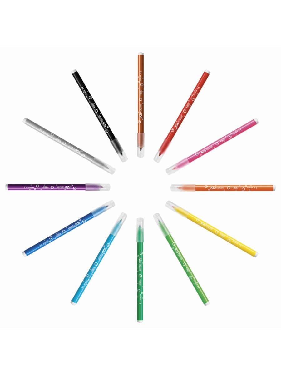 Фломастеры BIC "Kid Couleur", 12 цветов, суперсмываемые, вентилируемый колпачок, европодвес, 9202932