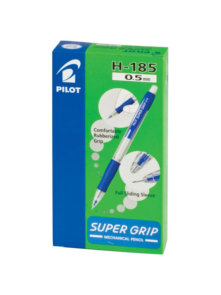 Карандаш механический 0,5 мм, PILOT H-185 "Super Grip", ластик, резиновый грип, корпус синий, H-185-SL, Н-185