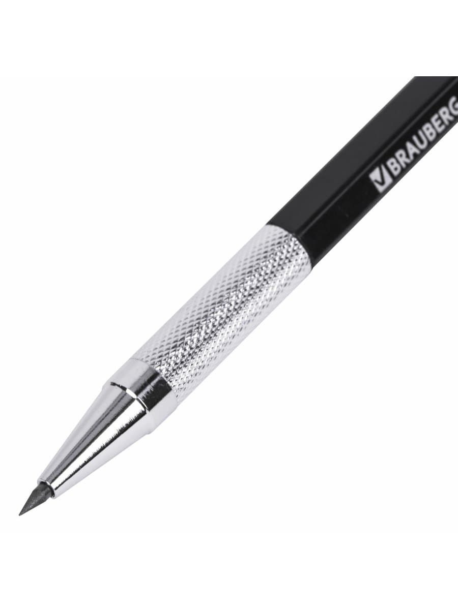 Карандаш механический цанговый 2 мм, HB, BRAUBERG "METALLIC X-20", металлические детали, 181976