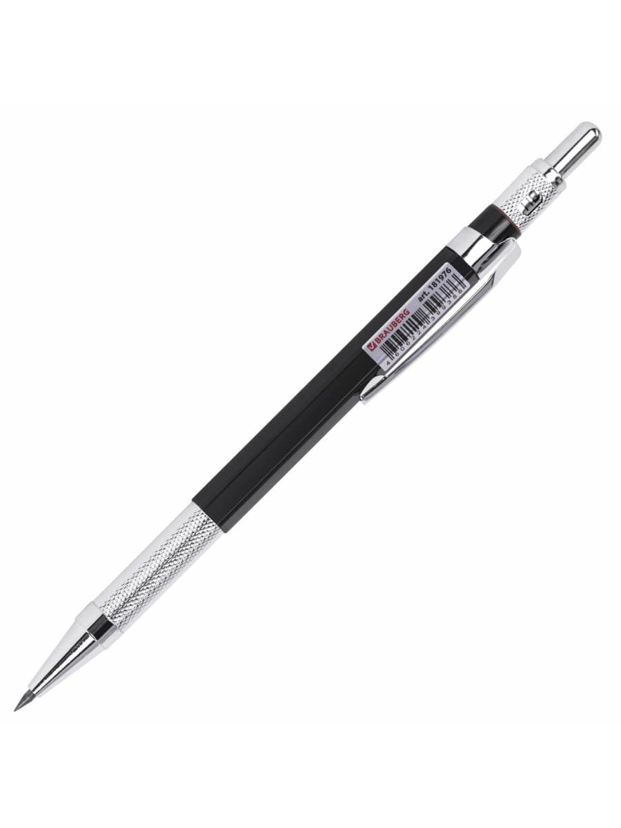 Карандаш механический цанговый 2 мм, HB, BRAUBERG "METALLIC X-20", металлические детали, 181976