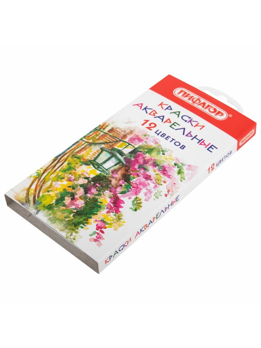 Краски акварельные ПИФАГОР 12 цветов, медовые, круглые кюветы, 192549