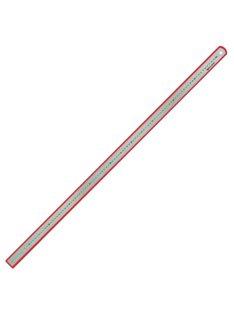 Линейка металлическая 100 см, BRAUBERG, европодвес, 210311