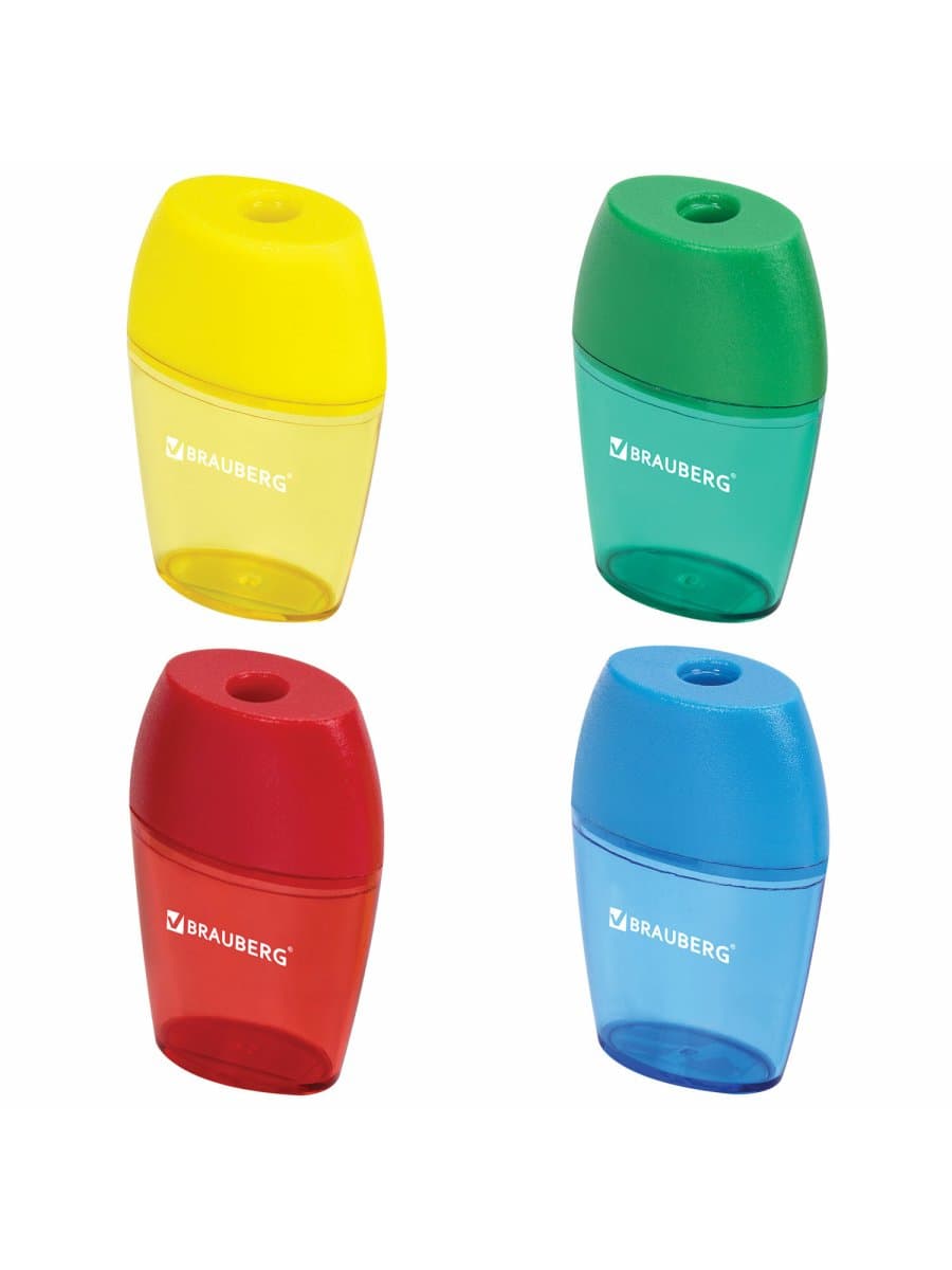 Точилка BRAUBERG "Diamond", с контейнером, овальная, в дисплее, ассорти, 222491