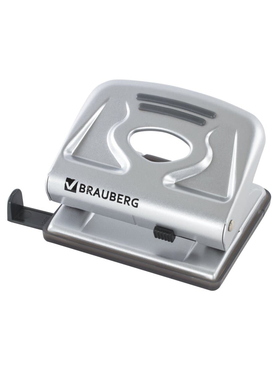 Дырокол металлический BRAUBERG "Metallic", до 20 листов, серебристый, 224339