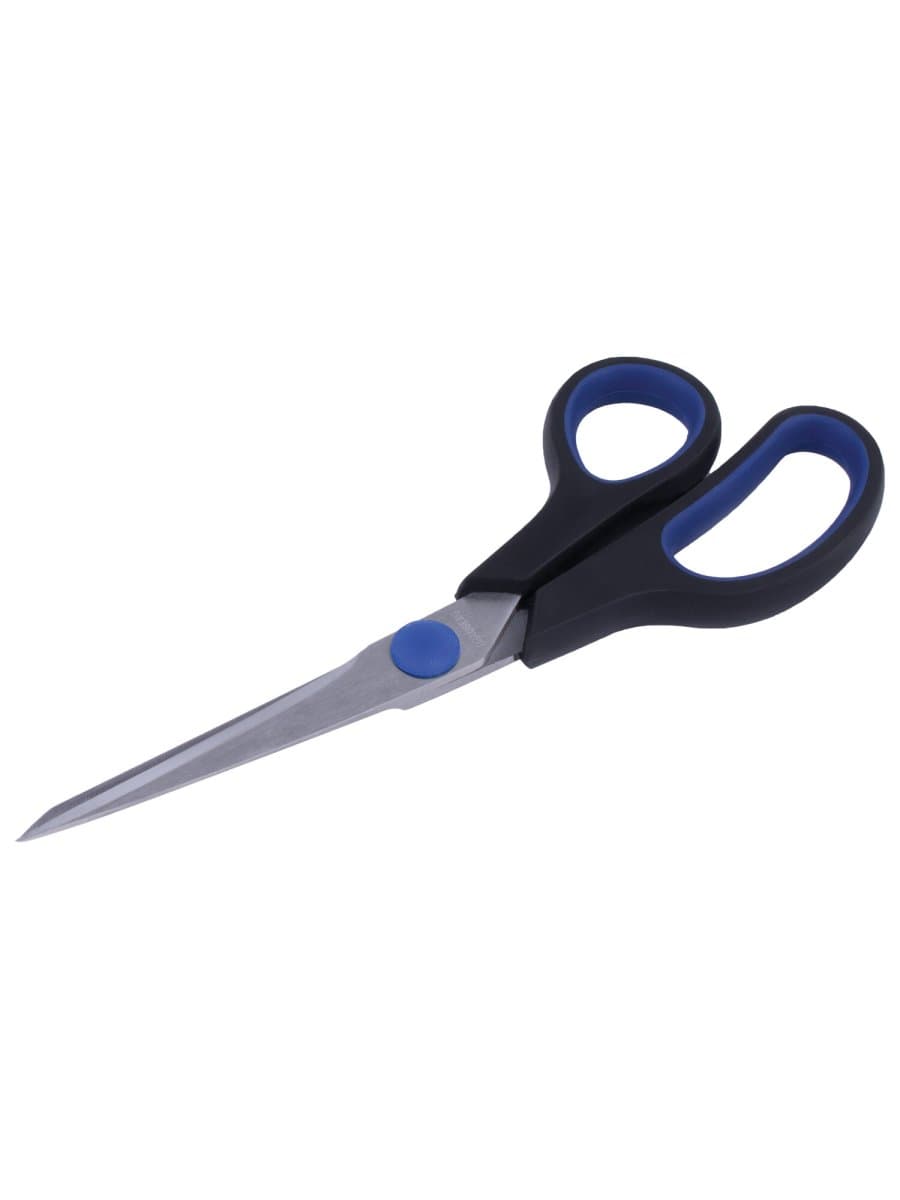 Ножницы BRAUBERG "Soft Grip", 190 мм, черно-синие, резиновые вставки, 3-сторонняя заточка, 230762