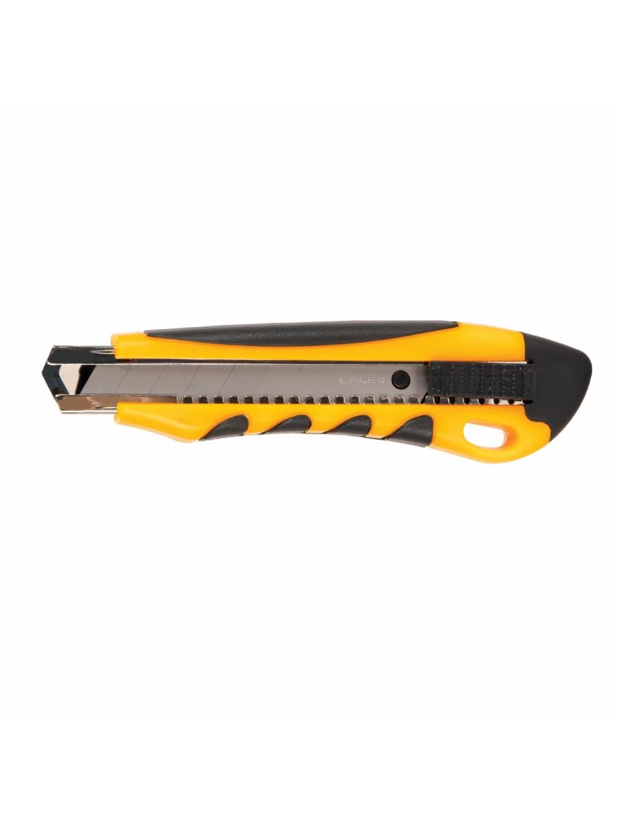 Нож канцелярский 18 мм BRAUBERG "Universal", 3 лезвия в комплекте, автофиксатор, резиновые вставки, 230920
