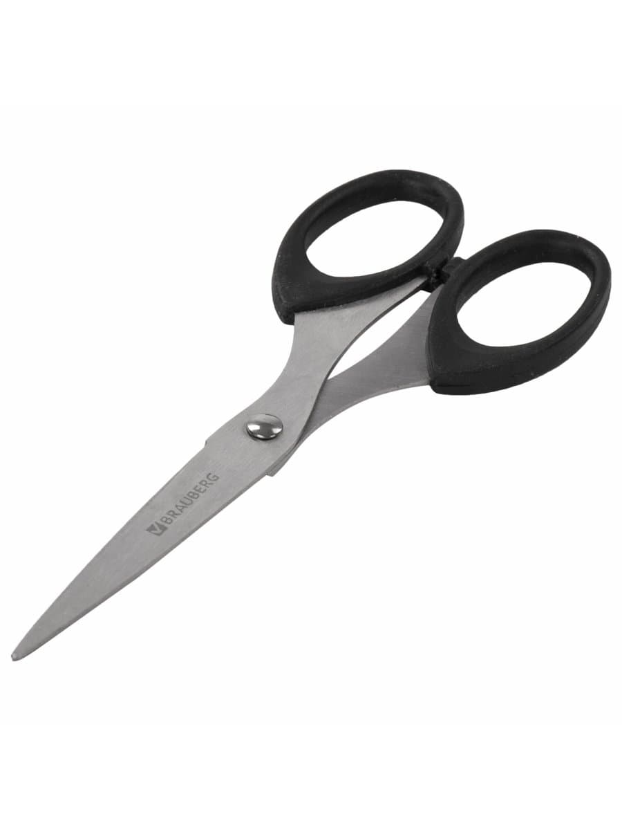Ножницы BRAUBERG "Classic", 160 мм, черные, классической формы, 2-х сторонняя заточка, 230933