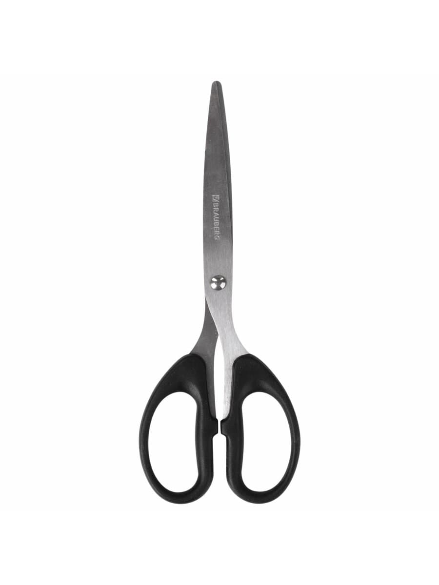 Ножницы BRAUBERG "Classic", 185 мм, чёрные, классической формы, 2-х сторонняя заточка, 230934