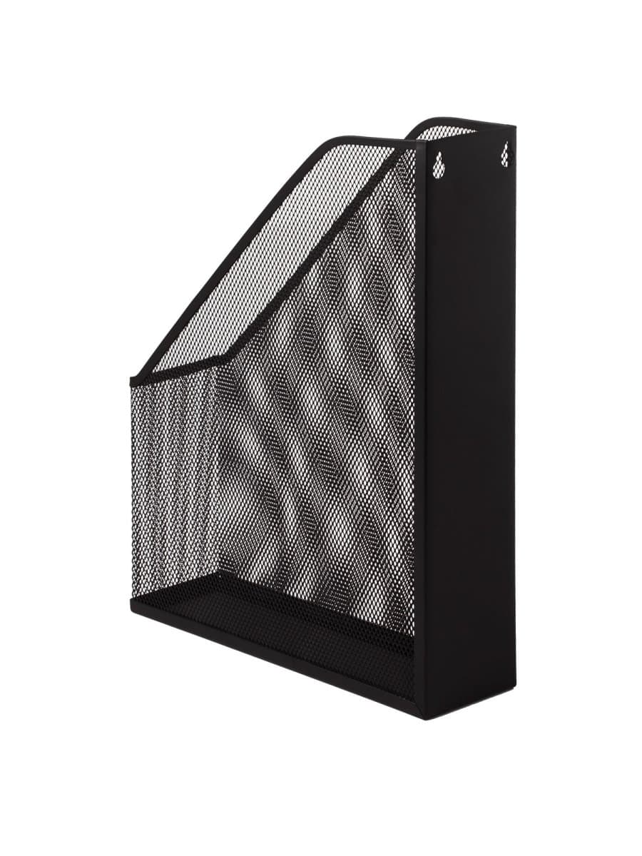 Лоток вертикальный для бумаг BRAUBERG "Germanium" (250х72х315 мм), металлический, черный, 231948