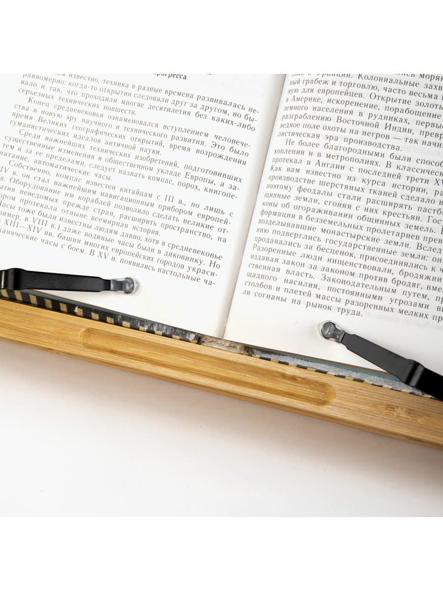 Подставка для книг и планшетов большая бамбуковая BRAUBERG, 34х24 см, регулируемый наклон, 237896