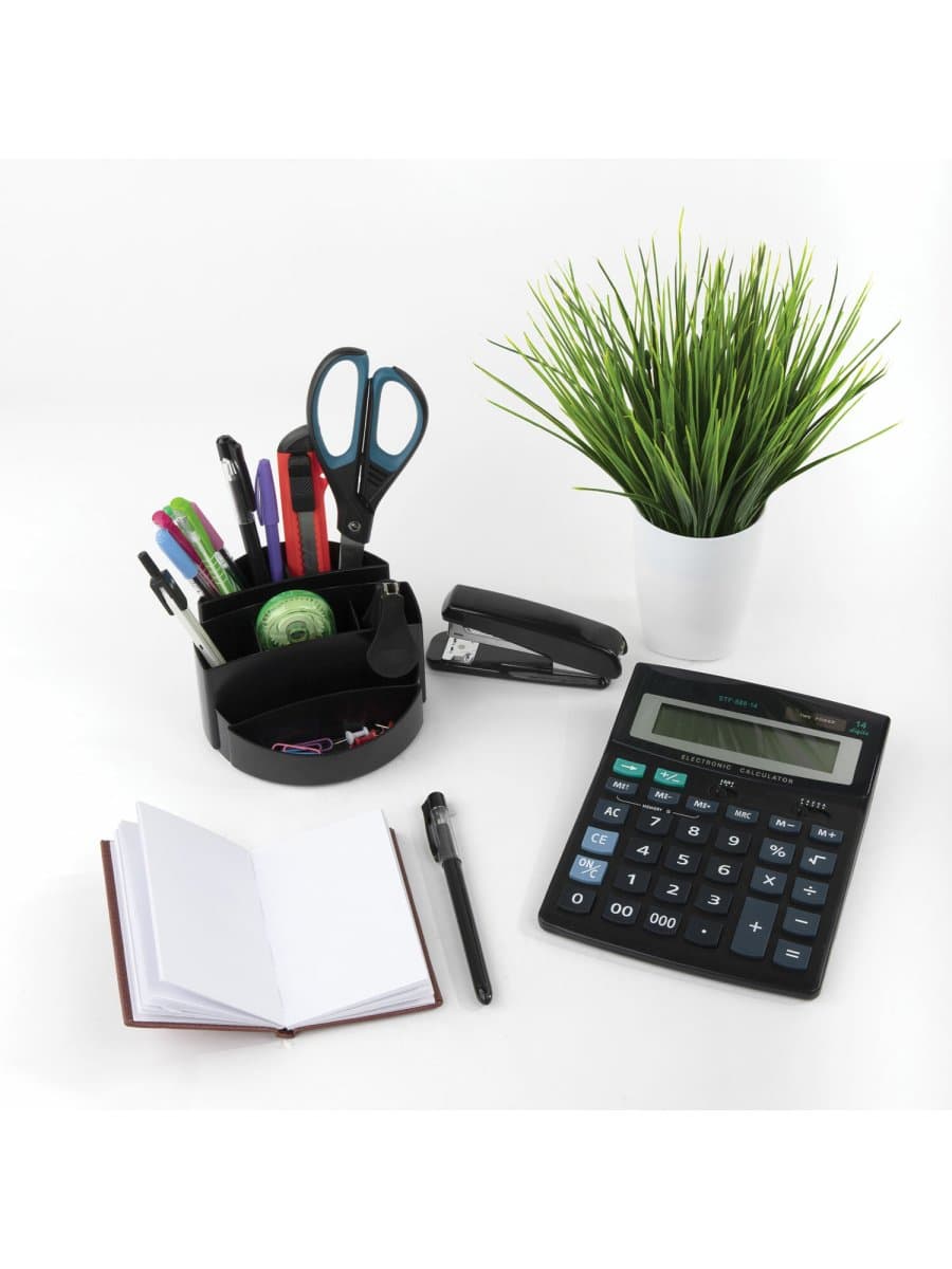 Подставка-органайзер BRAUBERG "Office", 133х133х80 мм, 8 отделений, черная, 237948