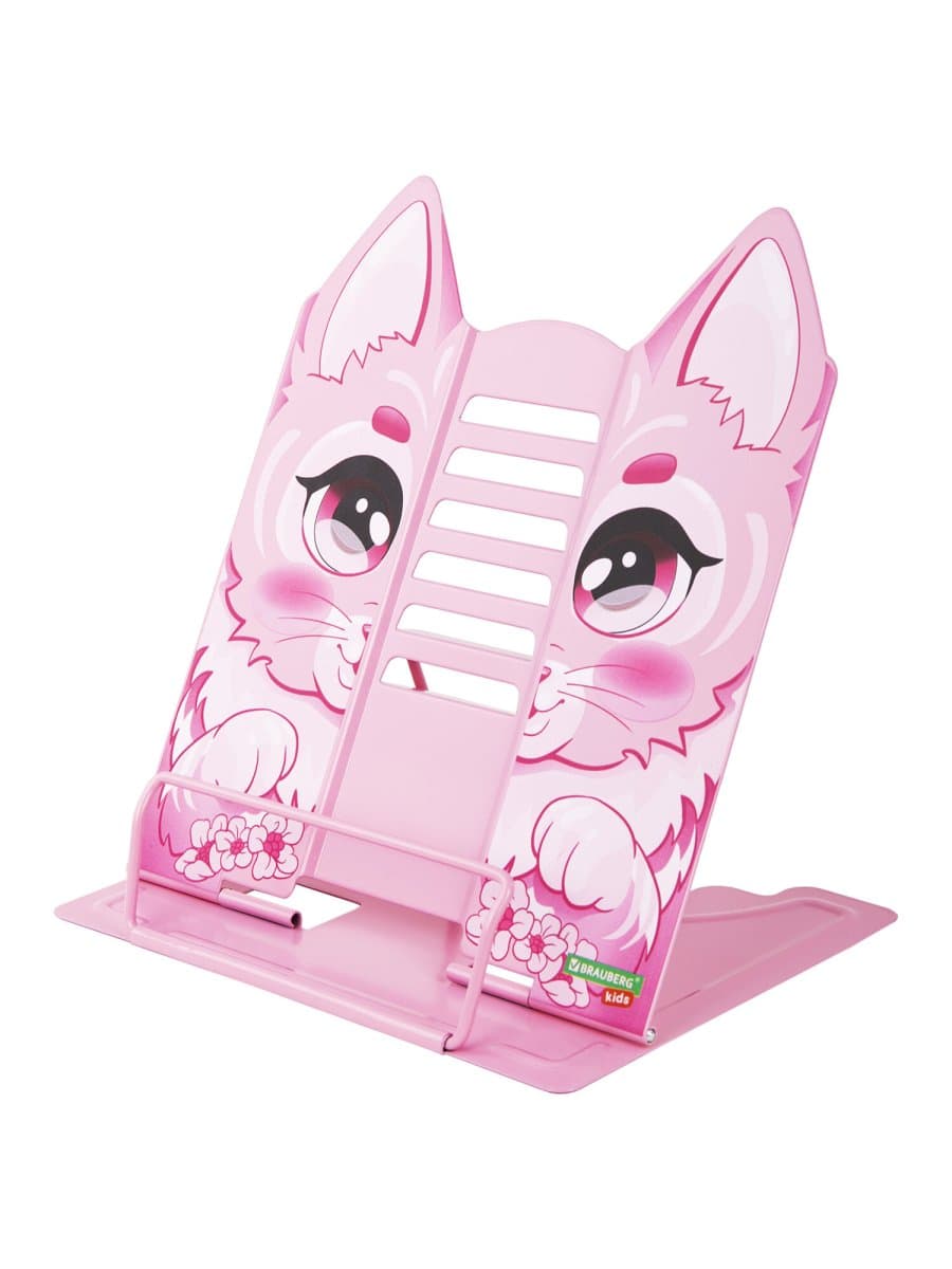 Подставка для книг и учебников большая фигурная BRAUBERG KIDS "Kitty", регулируемый наклон, металл, 238059